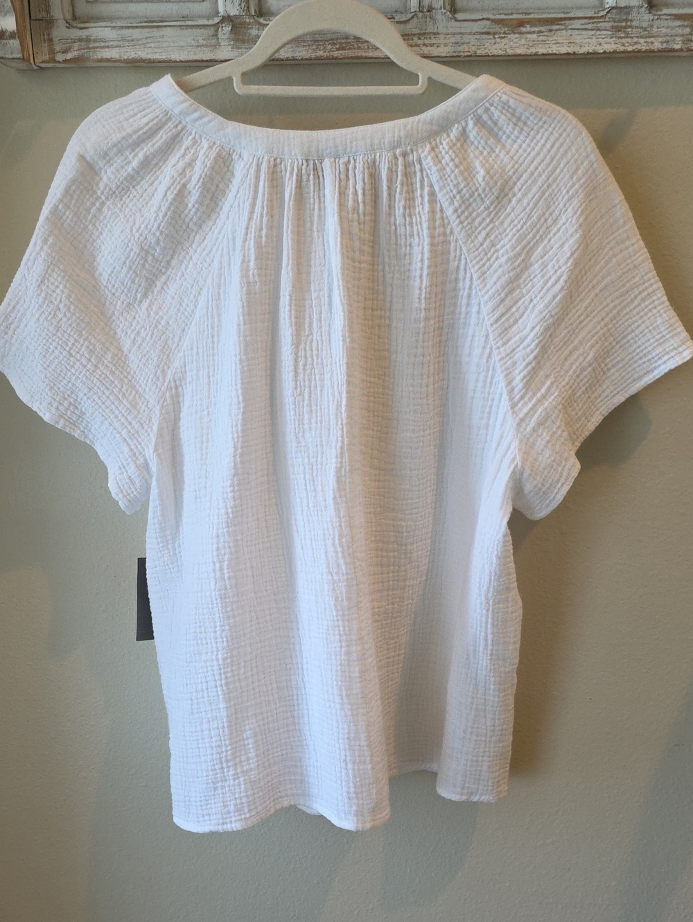 Style & Co Cotton Gauze Short Flutter Sleeve Top White XL NWT - Picture 9 of 14